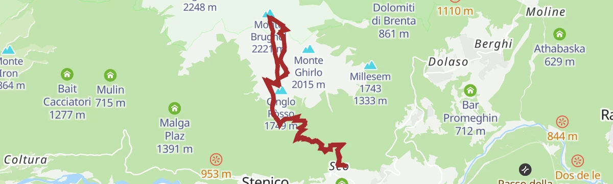 Route map: Monte Brugnol